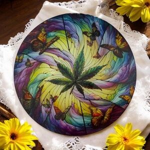 11.80 x 11.80 Butterfly Leaf Tempered Glass Cutting Board